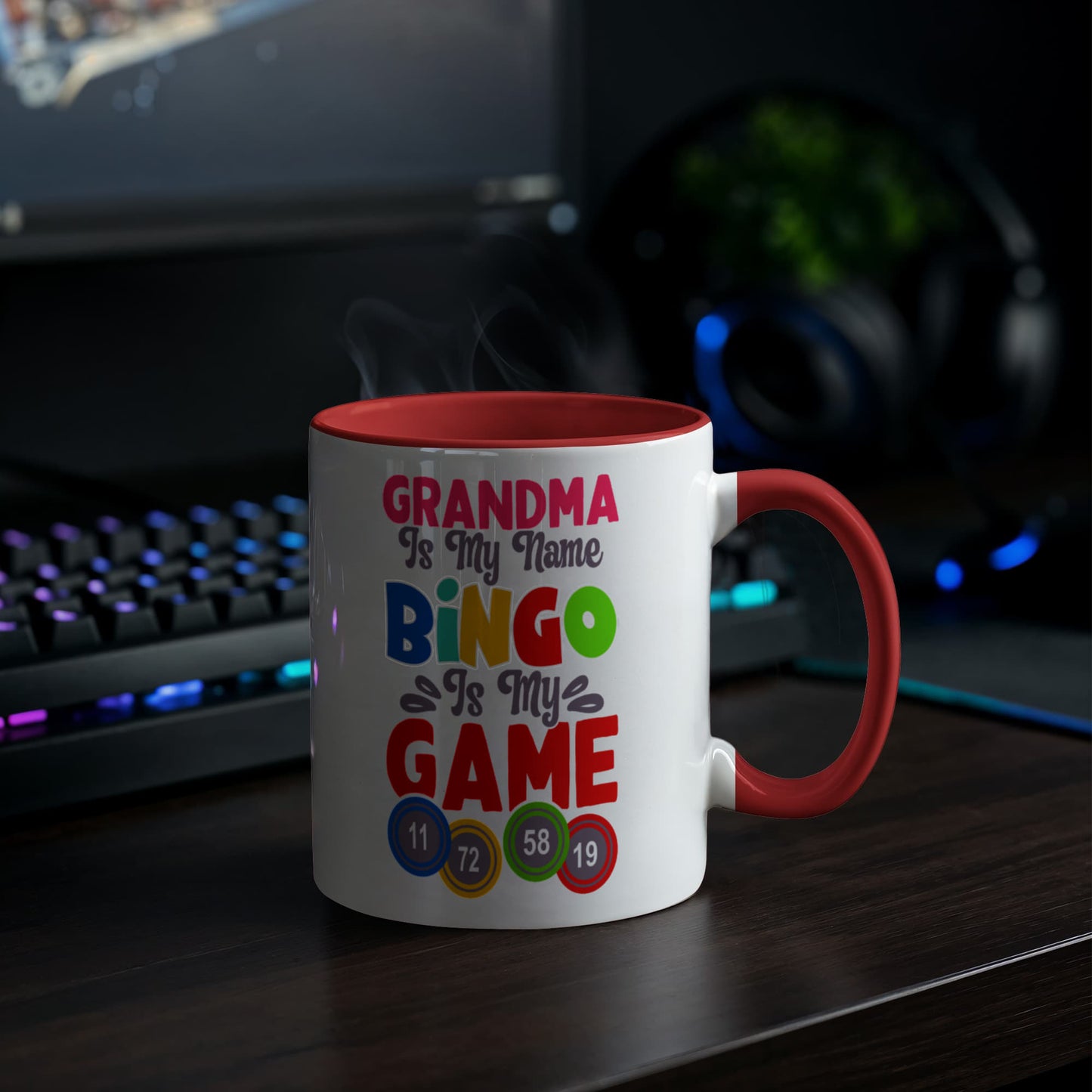 Grandma Is My Name Bingo Is My Game - Color Accent Mug - Gift for Grandma