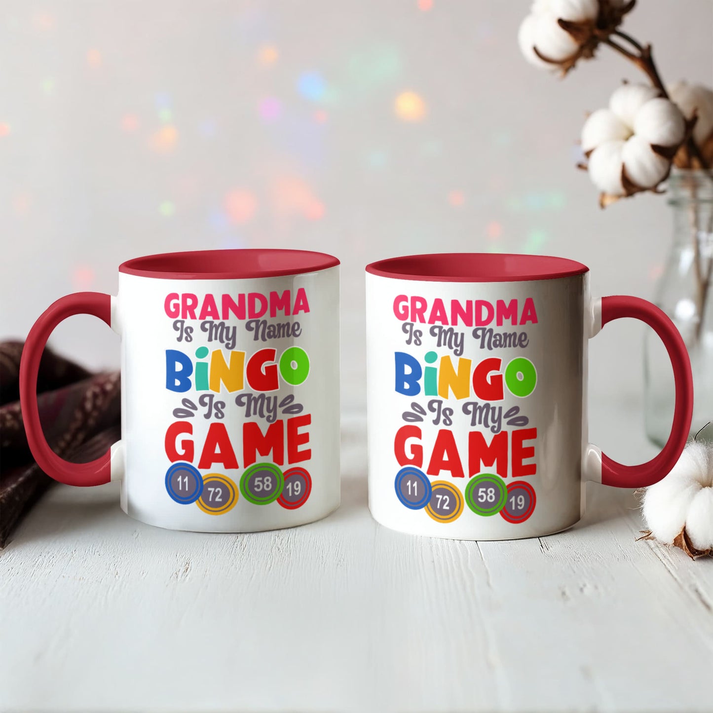 Grandma Is My Name Bingo Is My Game - Color Accent Mug - Gift for Grandma
