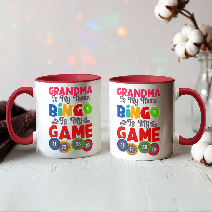 Grandma Is My Name Bingo Is My Game Color Accent Mug – Gift for Grandma