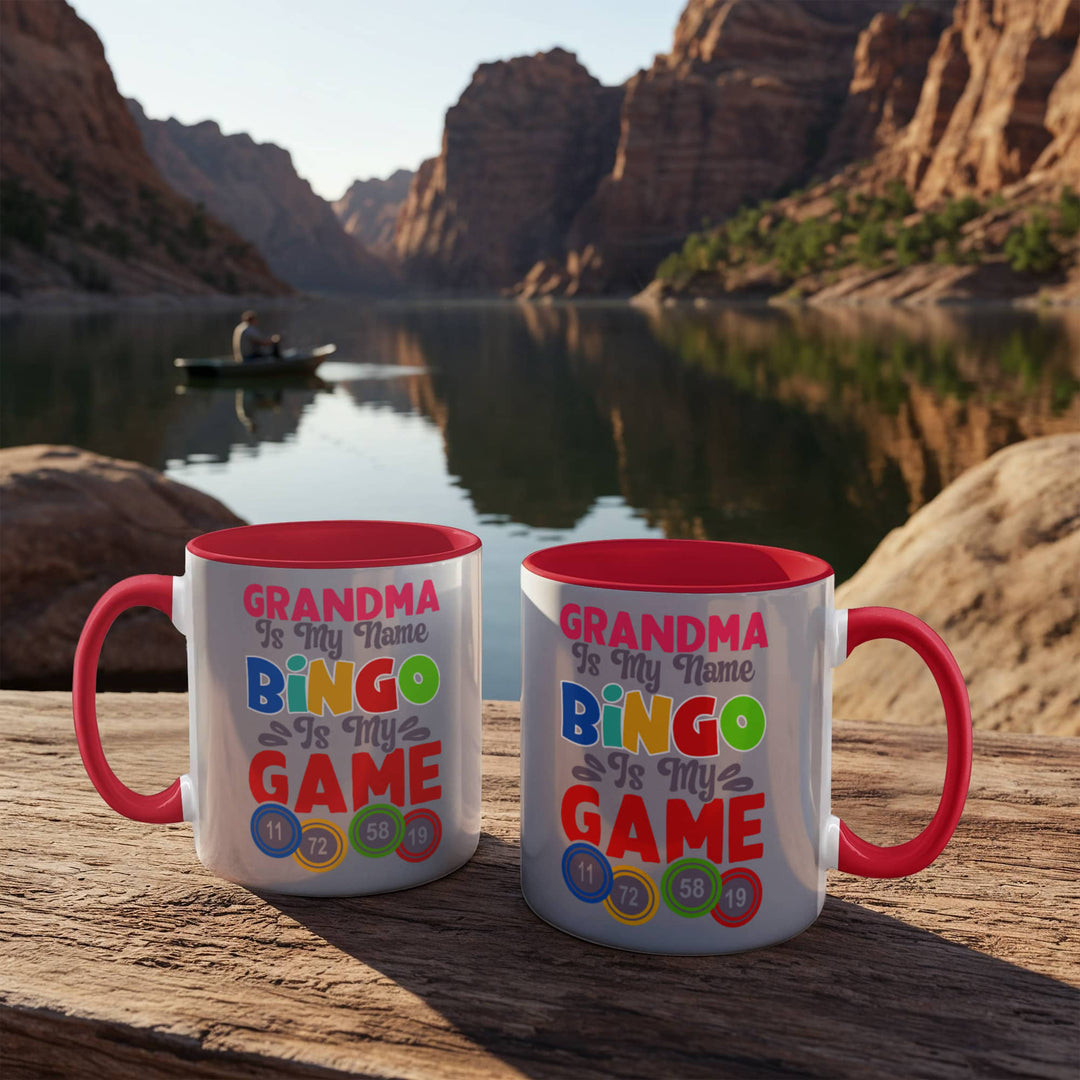 Grandma Is My Name Bingo Is My Game Color Accent Mug – Gift for Grandma