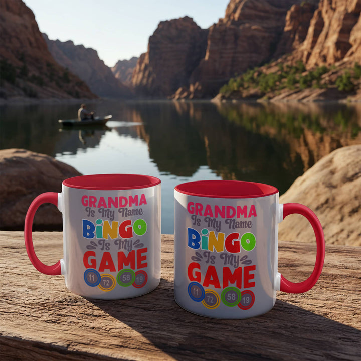 Grandma Is My Name Bingo Is My Game Color Accent Mug – Gift for Grandma