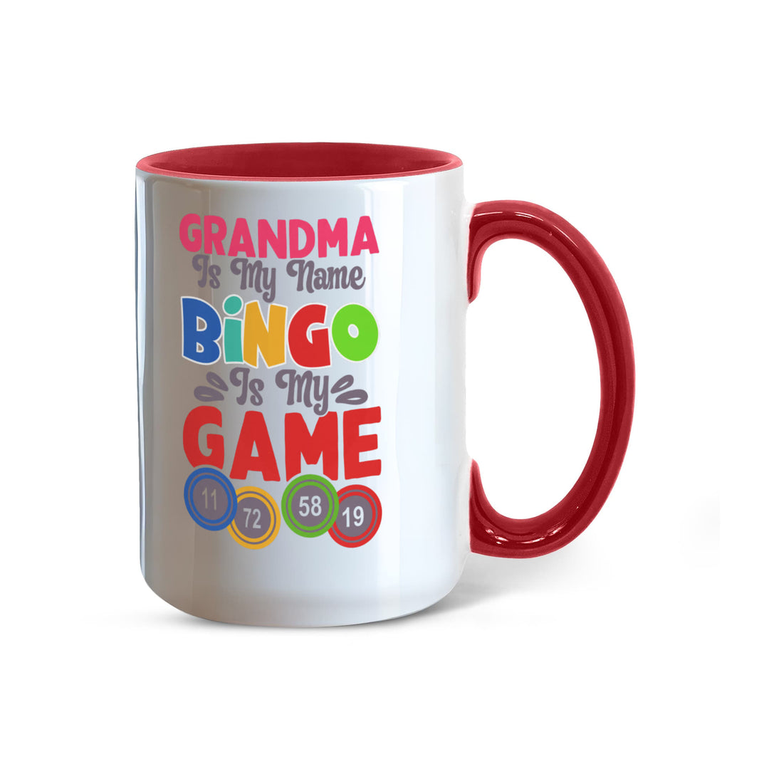 Grandma Is My Name Bingo Is My Game Color Accent Mug – Gift for Grandma