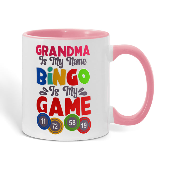 Grandma Is My Name Bingo Is My Game Color Accent Mug – Gift for Grandma