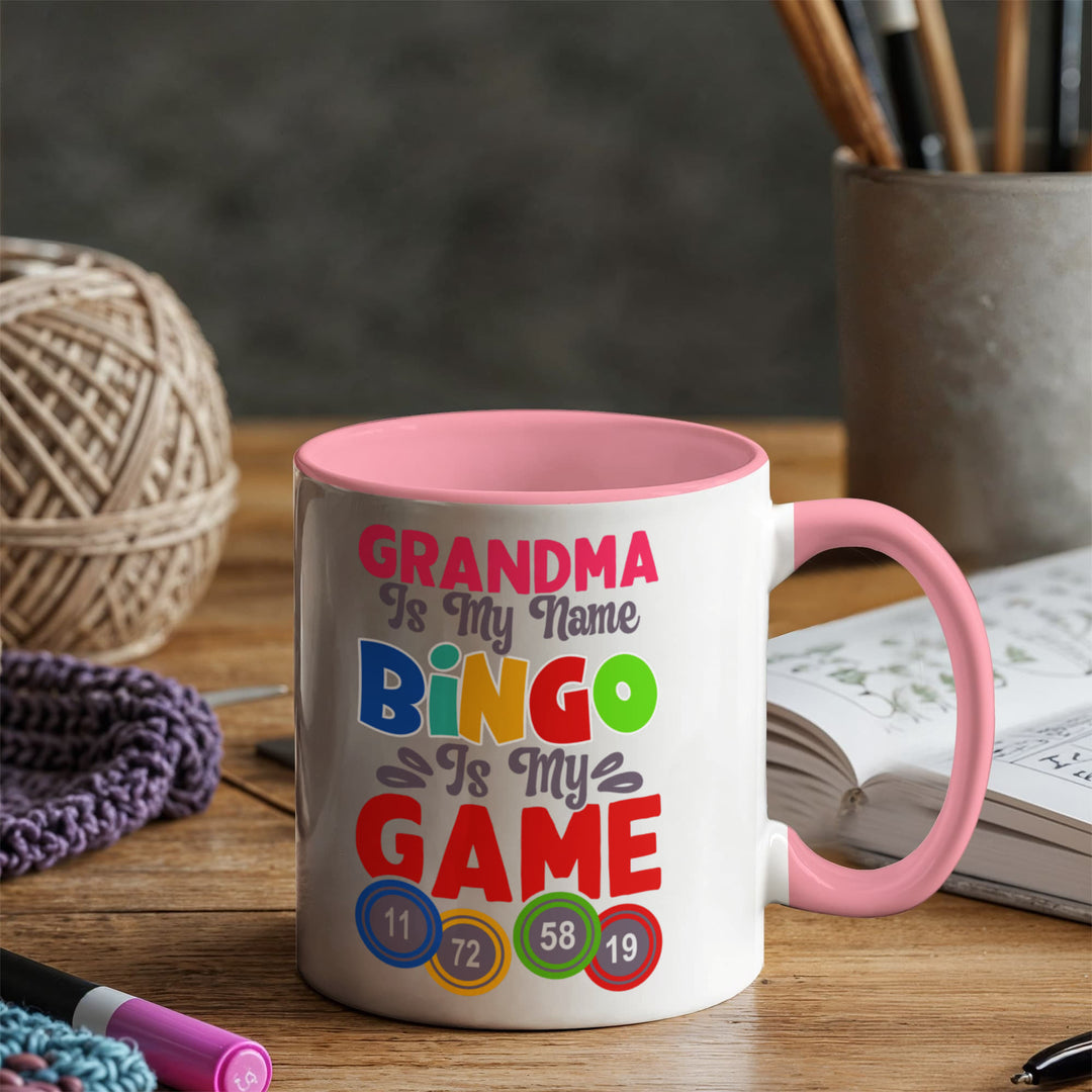 Grandma Is My Name Bingo Is My Game Color Accent Mug – Gift for Grandma