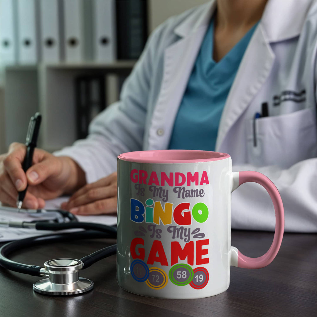 Grandma Is My Name Bingo Is My Game Color Accent Mug – Gift for Grandma