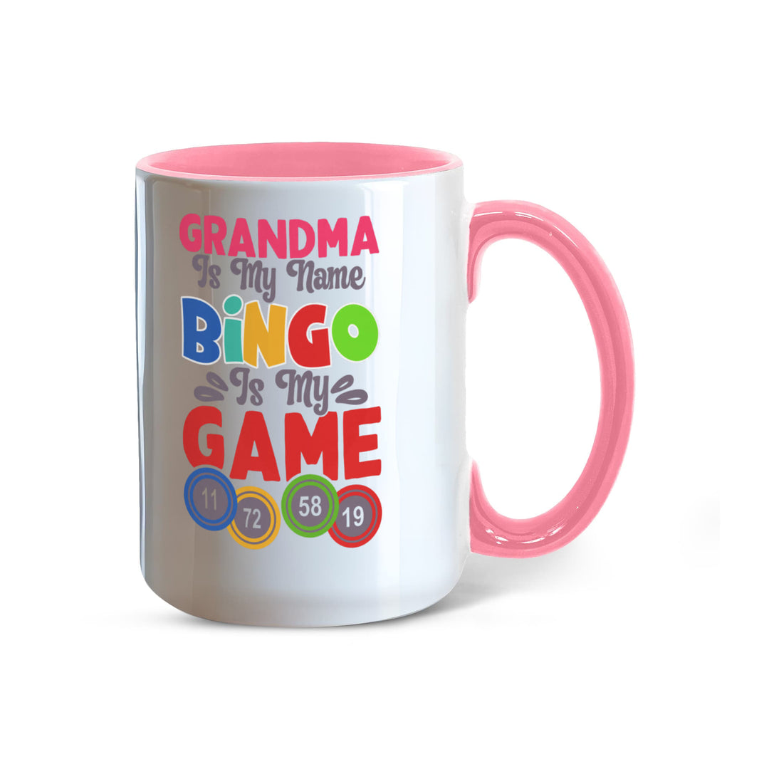 Grandma Is My Name Bingo Is My Game Color Accent Mug – Gift for Grandma