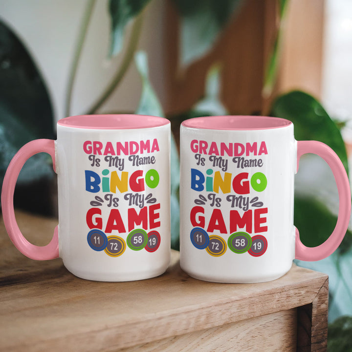 Grandma Is My Name Bingo Is My Game Color Accent Mug – Gift for Grandma