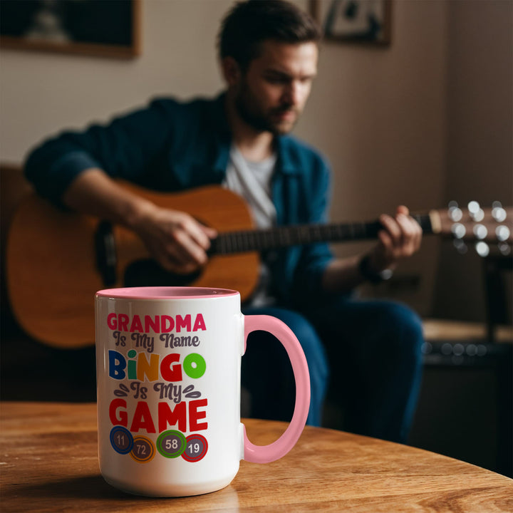 Grandma Is My Name Bingo Is My Game Color Accent Mug – Gift for Grandma