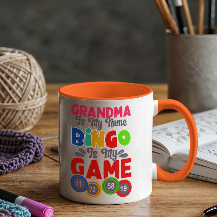 Grandma Is My Name Bingo Is My Game Color Accent Mug – Gift for Grandma