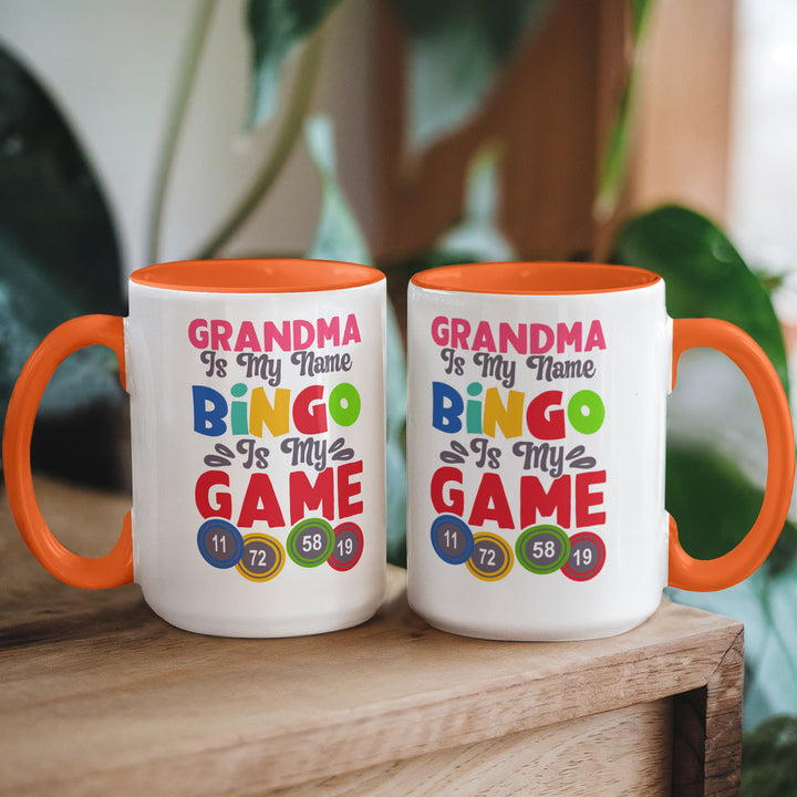 Grandma Is My Name Bingo Is My Game Color Accent Mug – Gift for Grandma