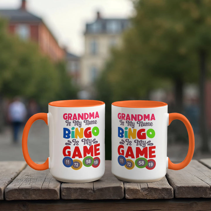 Grandma Is My Name Bingo Is My Game Color Accent Mug – Gift for Grandma