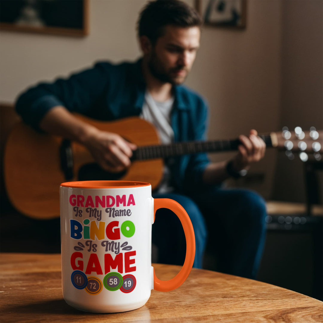 Grandma Is My Name Bingo Is My Game Color Accent Mug – Gift for Grandma