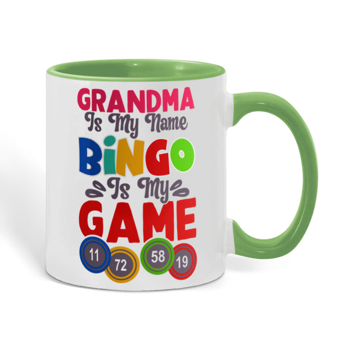 Grandma Is My Name Bingo Is My Game Color Accent Mug – Gift for Grandma
