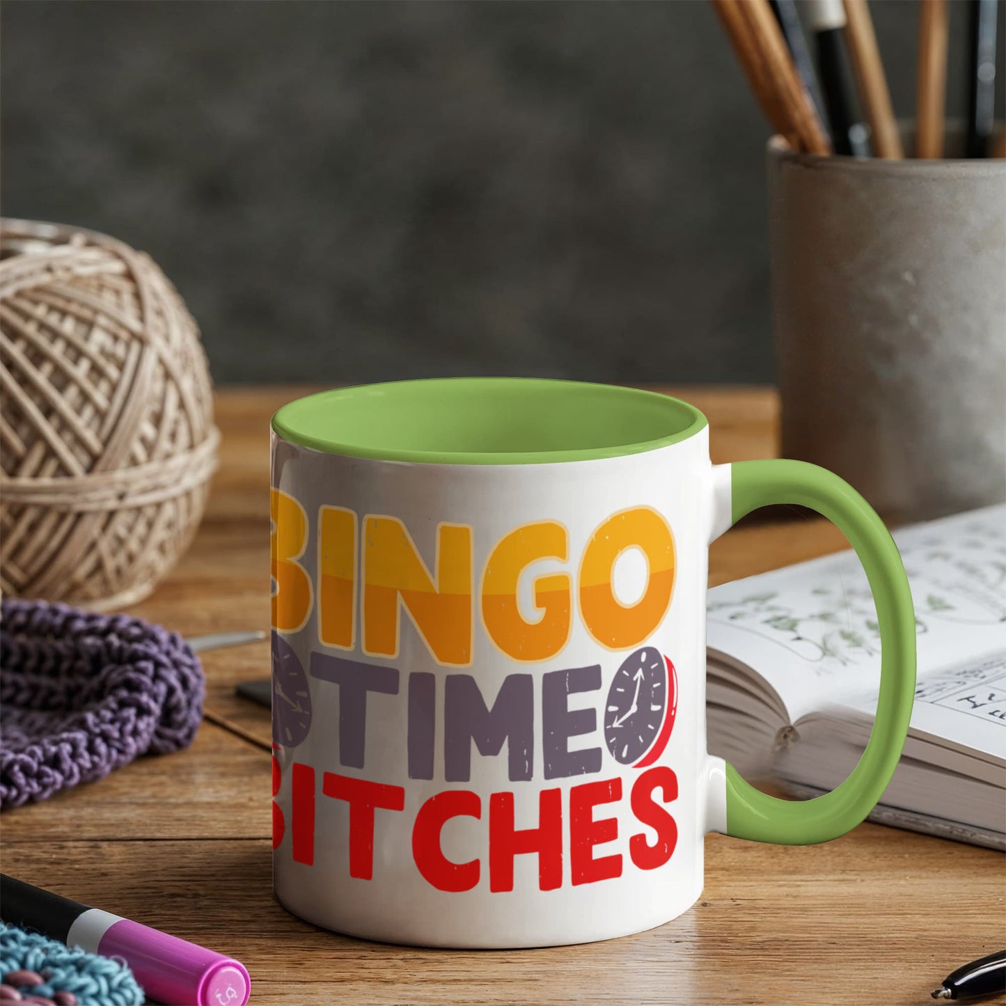 Bingo Time Bitches - Color Accent Mug - Gift for Her