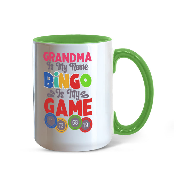 Grandma Is My Name Bingo Is My Game Color Accent Mug – Gift for Grandma