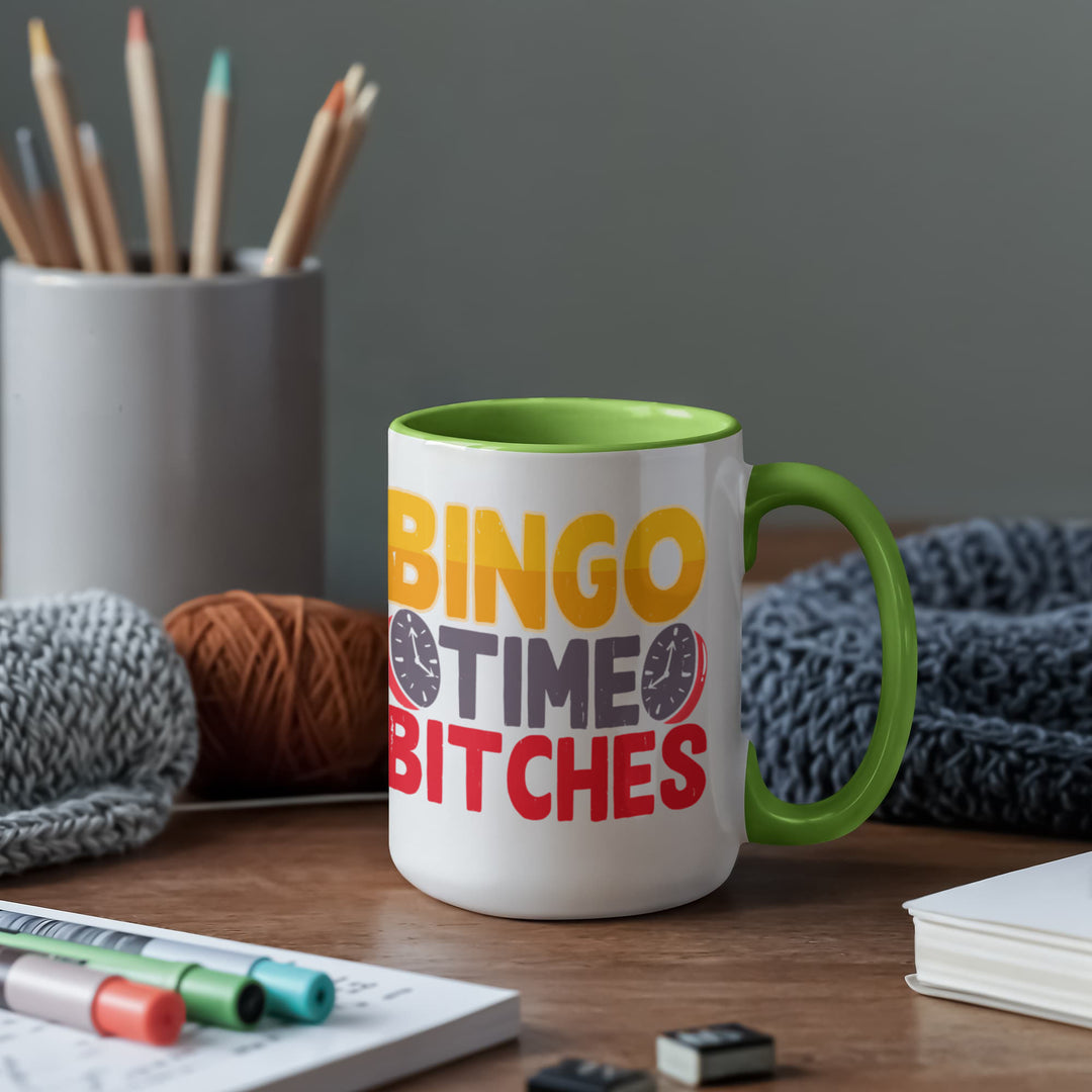 Bingo Time Bitches Color Accent Mug – Gift for Her