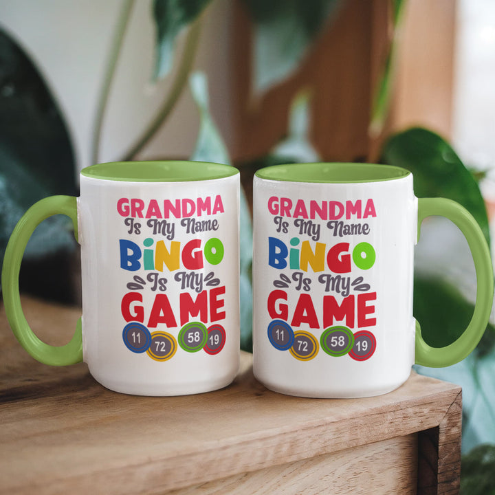 Grandma Is My Name Bingo Is My Game Color Accent Mug – Gift for Grandma