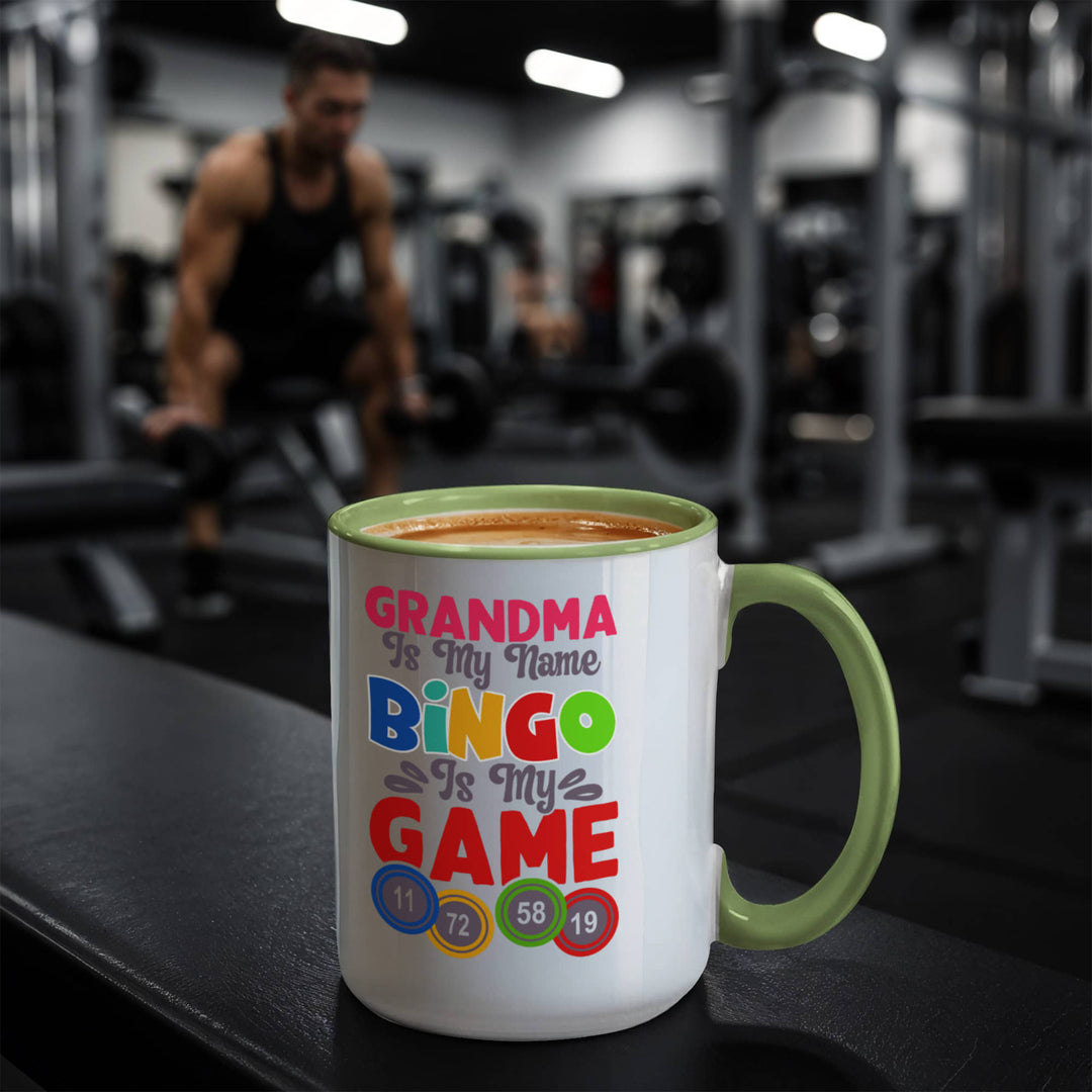 Grandma Is My Name Bingo Is My Game Color Accent Mug – Gift for Grandma