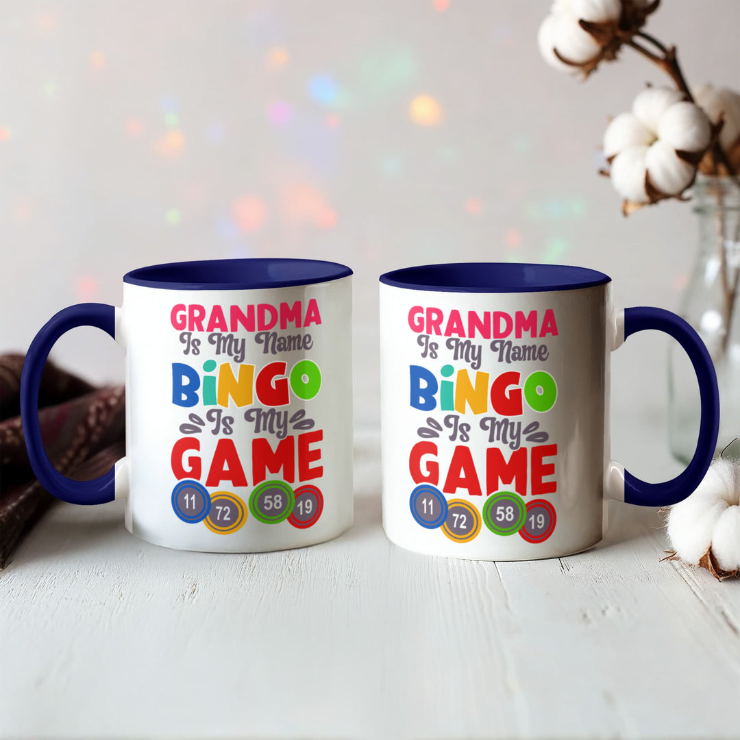 Grandma Is My Name Bingo Is My Game Color Accent Mug – Gift for Grandma