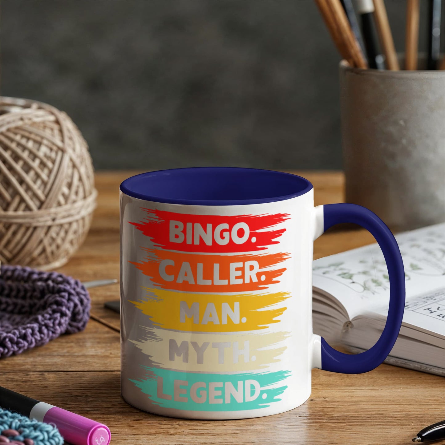 Bingo. Caller. Man. Myth. Legend.- Color Accent Mug - Gift for Him