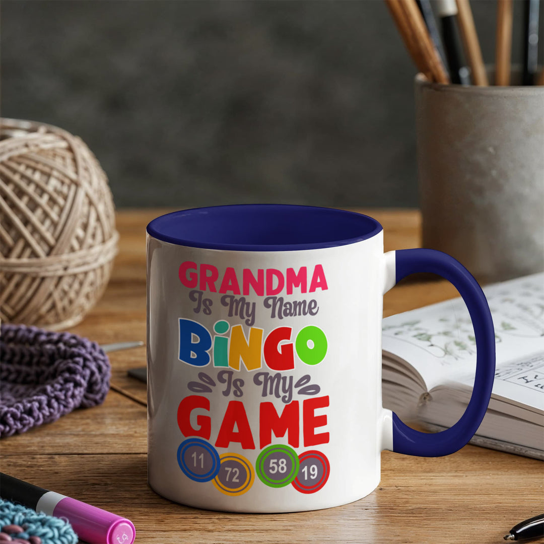 Grandma Is My Name Bingo Is My Game Color Accent Mug – Gift for Grandma