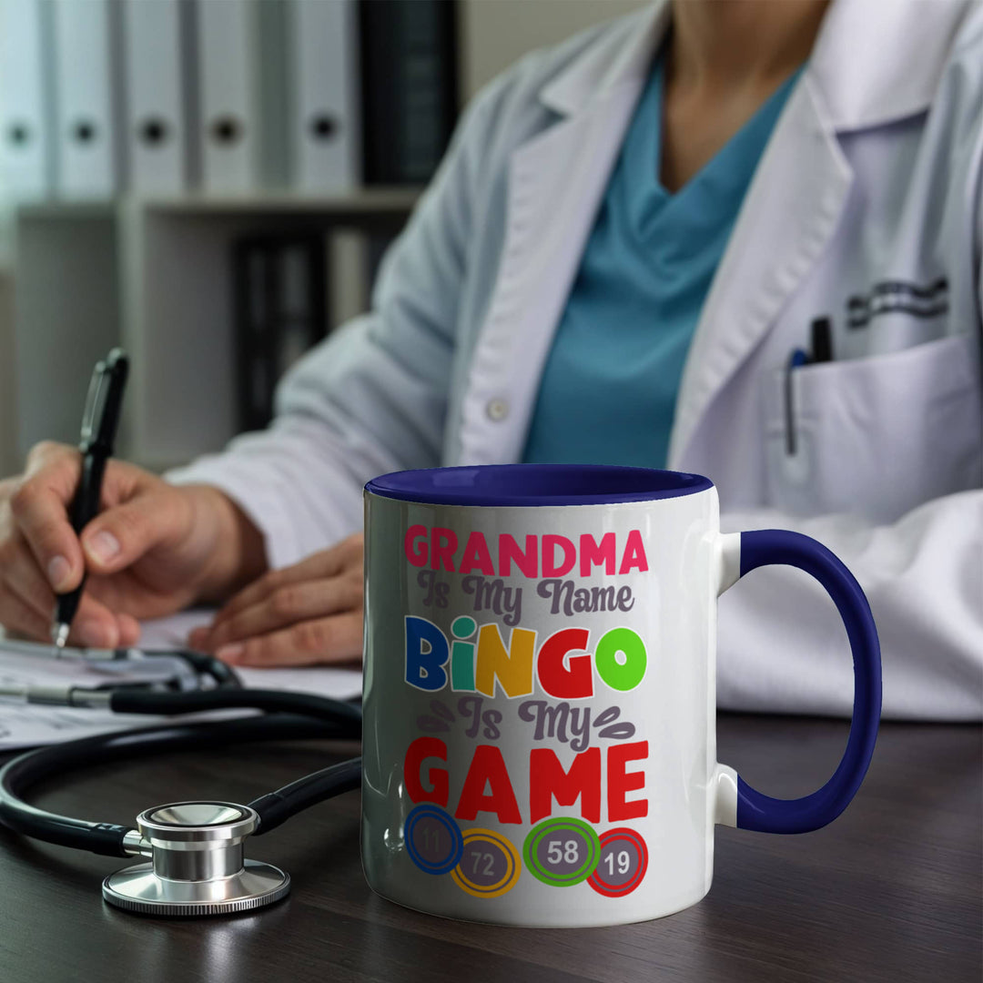 Grandma Is My Name Bingo Is My Game Color Accent Mug – Gift for Grandma