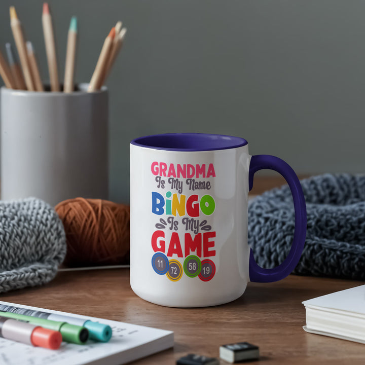 Grandma Is My Name Bingo Is My Game Color Accent Mug – Gift for Grandma