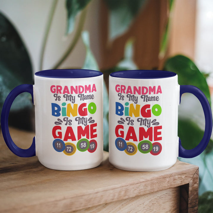 Grandma Is My Name Bingo Is My Game Color Accent Mug – Gift for Grandma