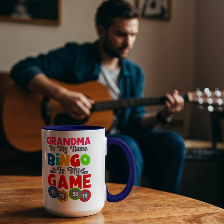 Grandma Is My Name Bingo Is My Game Color Accent Mug – Gift for Grandma