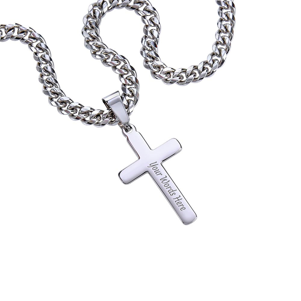 Faith Cross Cuban Link Necklace – Gift for Him