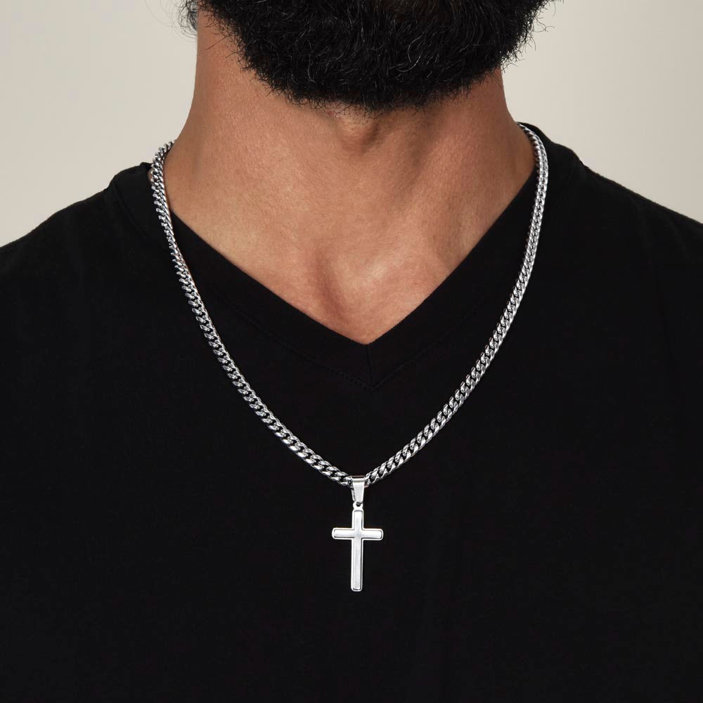 Faith Cross Cuban Link Necklace – Gift for Him