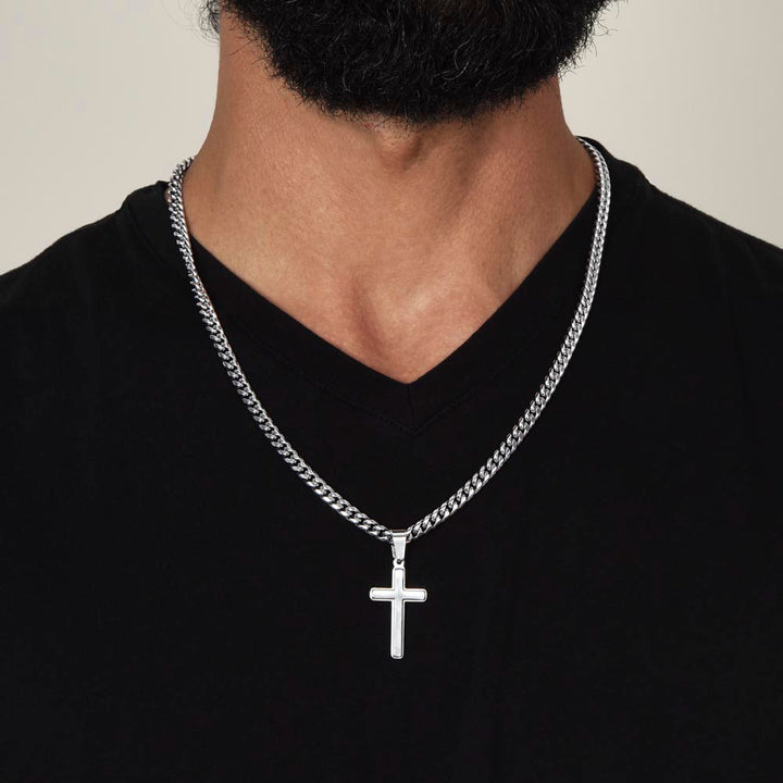 Faith Cross Cuban Link Necklace – Gift for Him