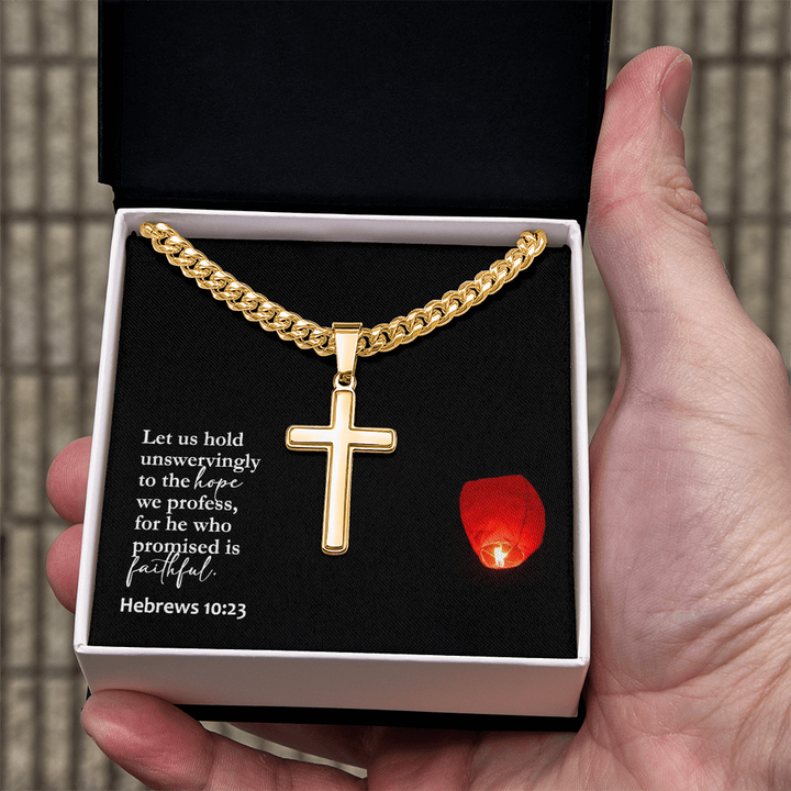 Faith Cross Cuban Link Necklace – Gift for Him