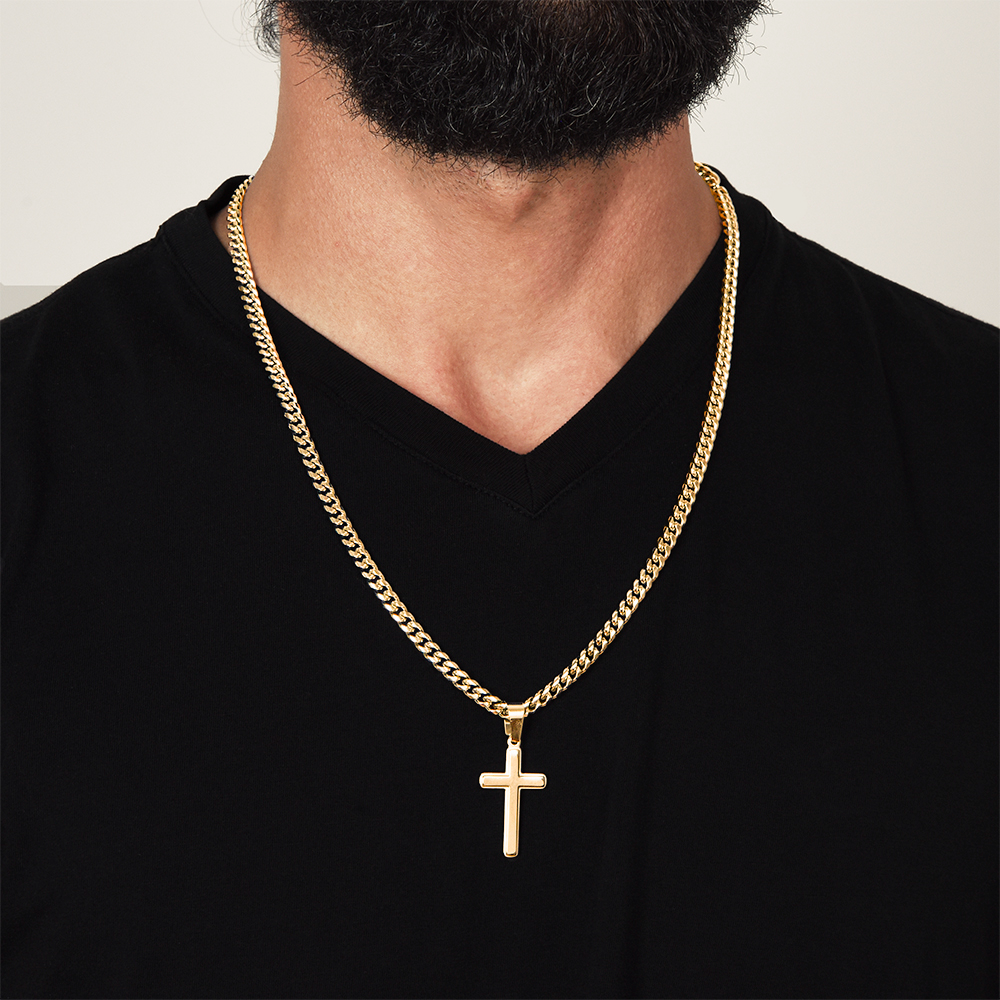 Faith Cross Cuban Link Necklace – Gift for Him