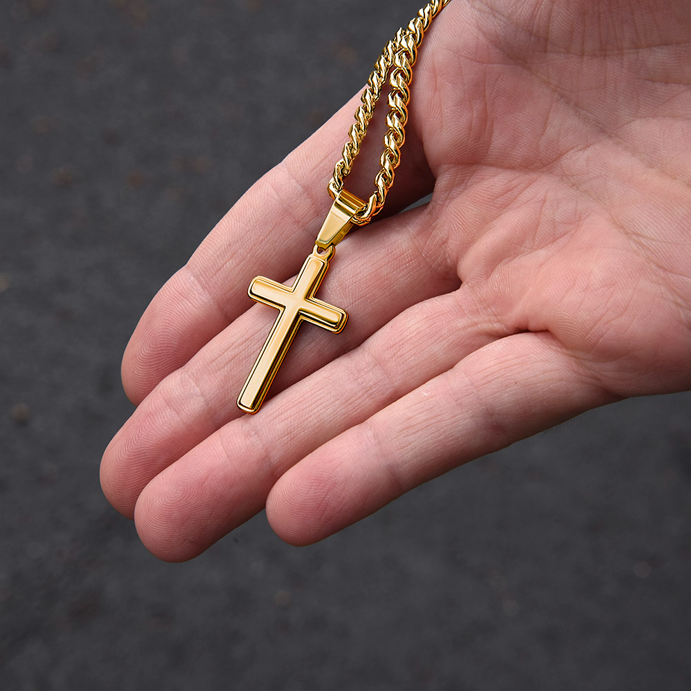 Faith Cross Cuban Link Necklace – Gift for Him