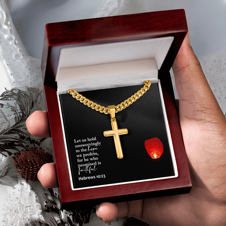 Faith Cross Cuban Link Necklace – Gift for Him