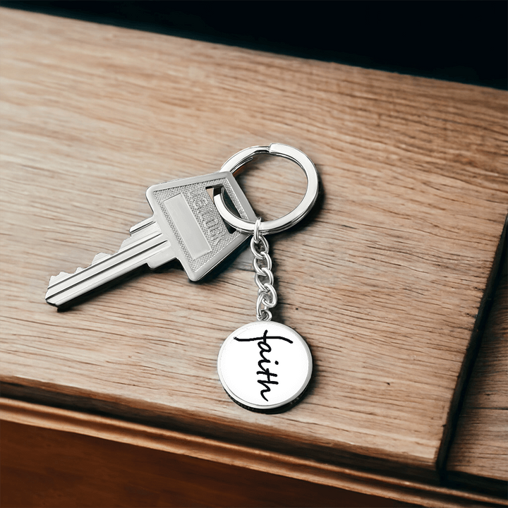 Faith (Black) – Graphic Circle Keychain – Gift for Her - Gift for Him