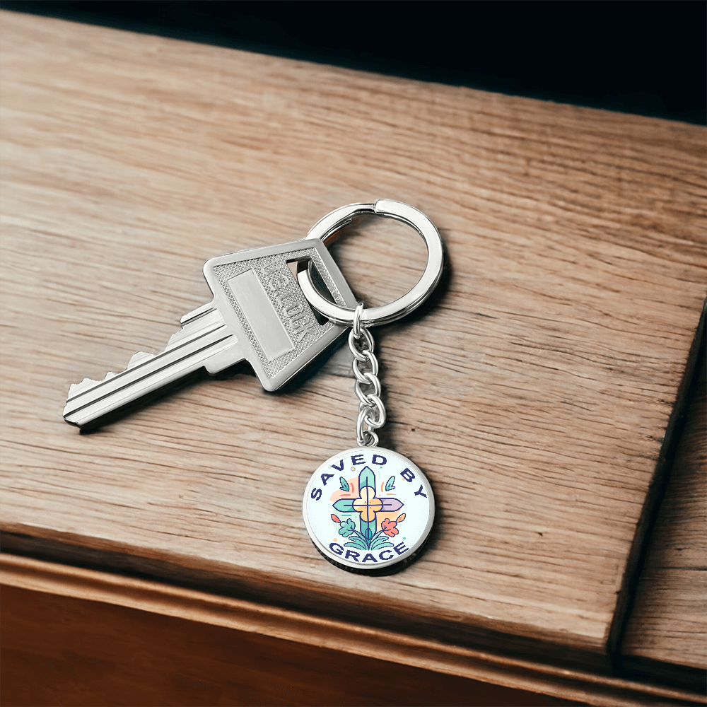 Saved By Grace Circle Keychain – Gift for Her