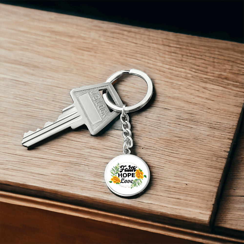 Faith Hope Love Graphic Circle Keychain – Gift for Her - Gift for Him