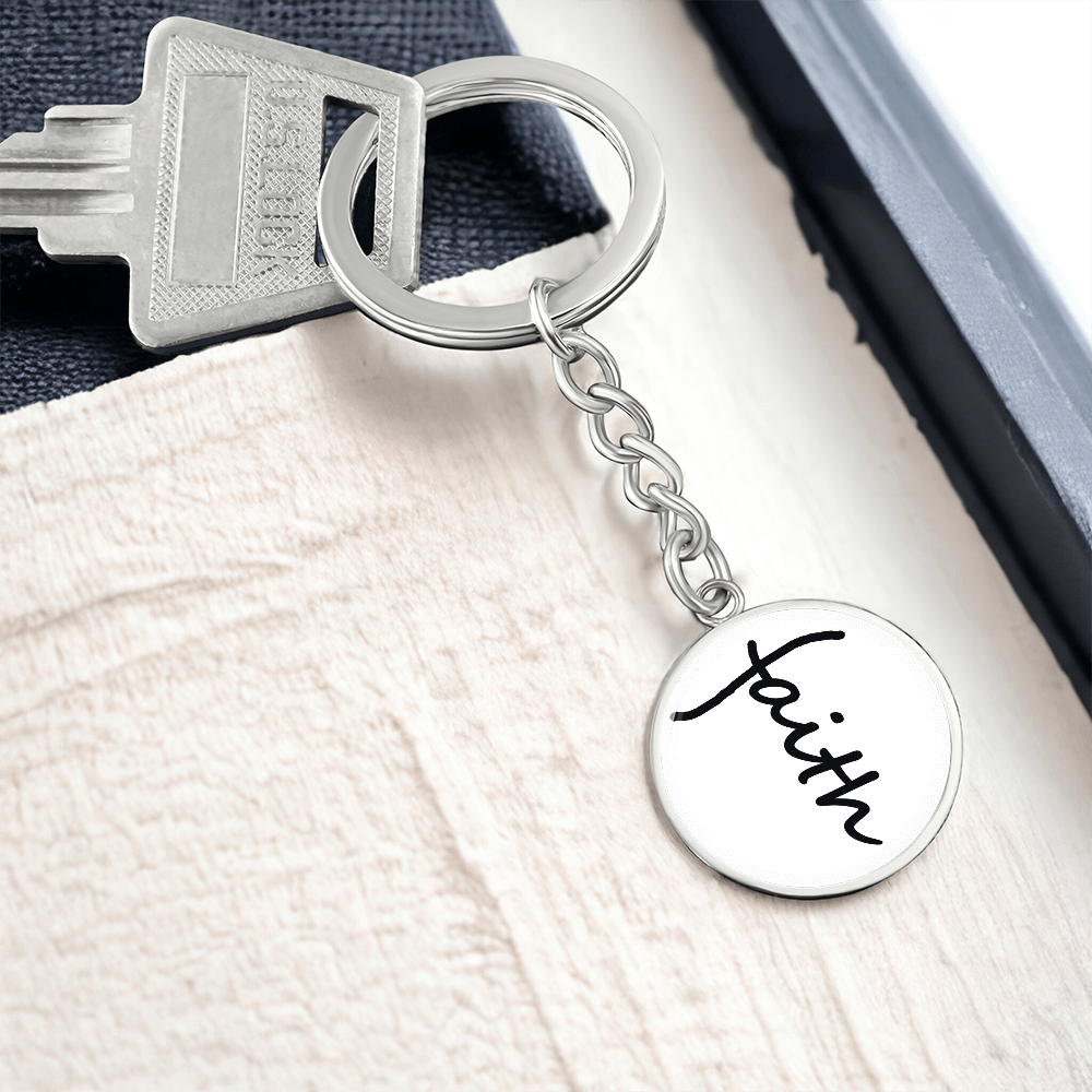 Faith (Black) – Graphic Circle Keychain – Gift for Her - Gift for Him