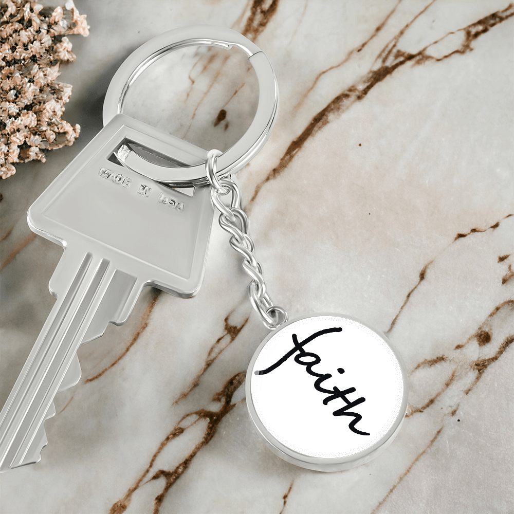 Faith (Black) – Graphic Circle Keychain – Gift for Her - Gift for Him