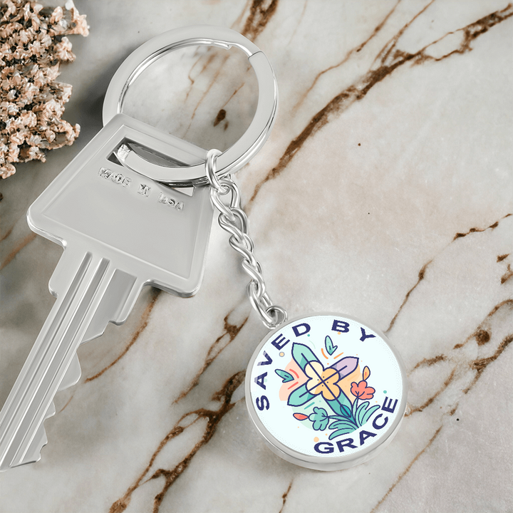 Saved By Grace Circle Keychain – Gift for Her