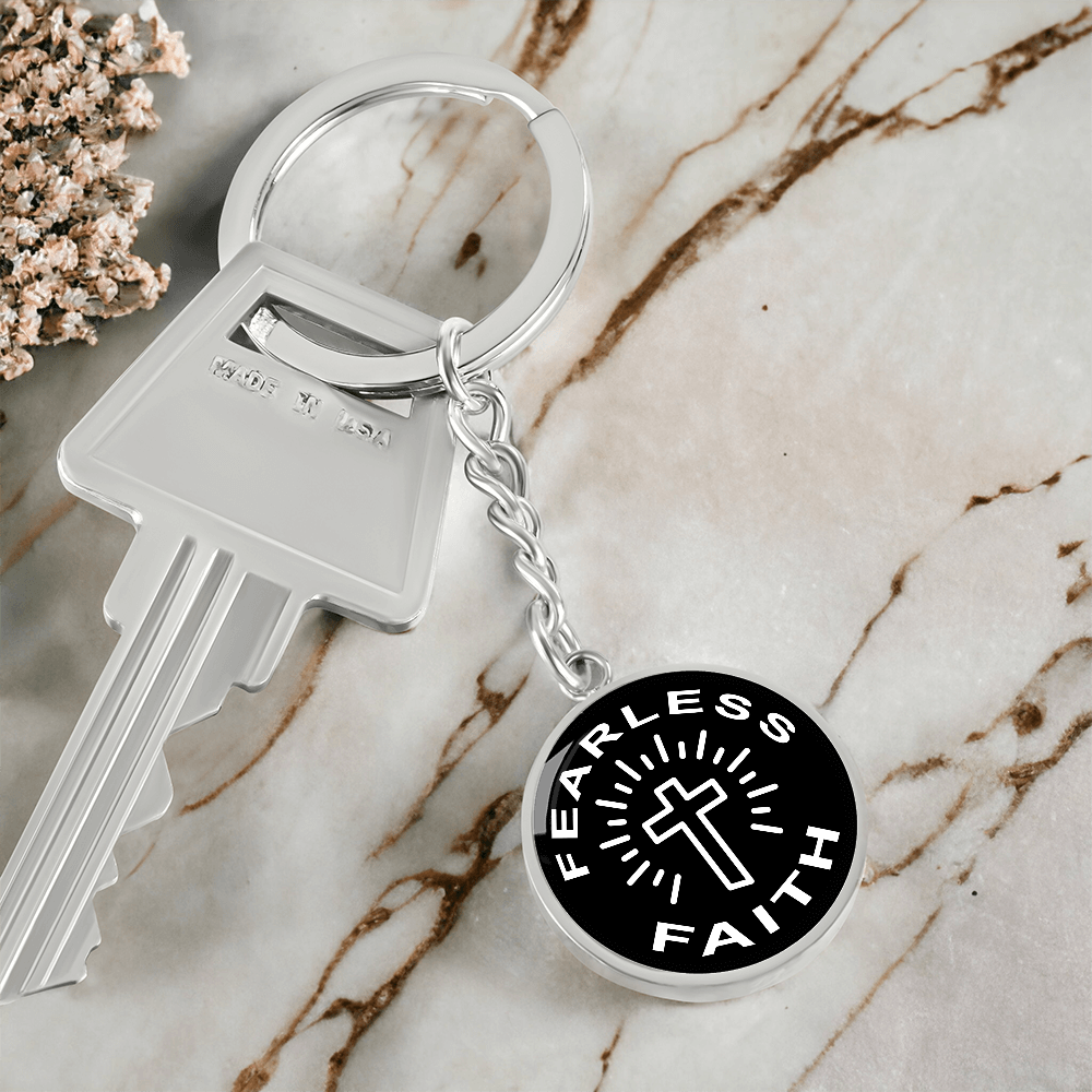 Fearless Faith Graphic Circle Keychain – Gift for Her - Gift for Him