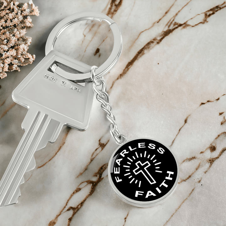 Fearless Faith Graphic Circle Keychain – Gift for Her - Gift for Him