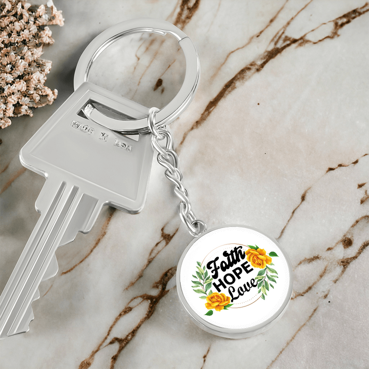 Faith Hope Love Graphic Circle Keychain – Gift for Her - Gift for Him