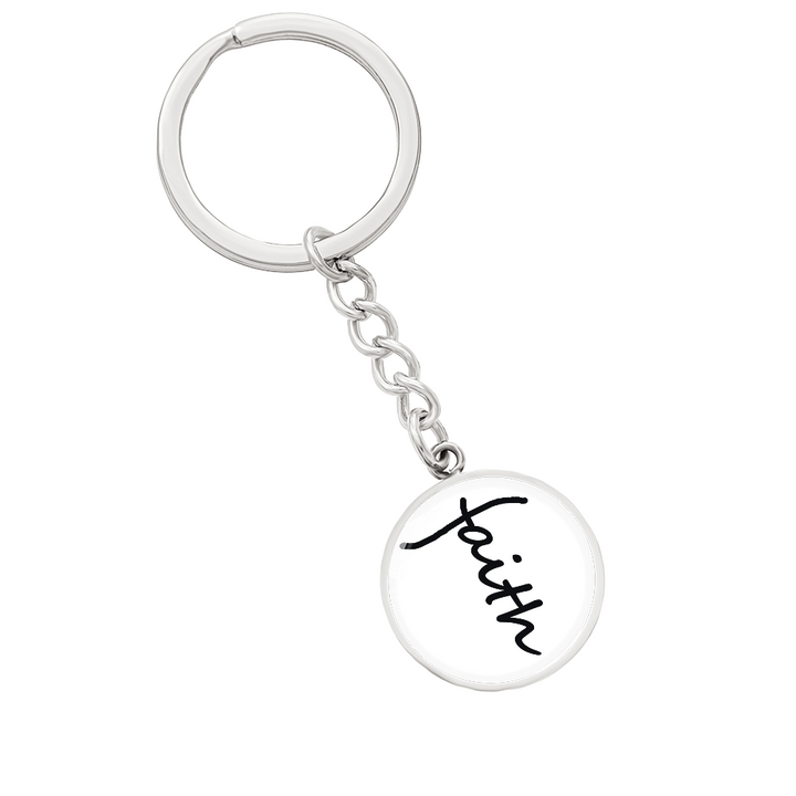 Faith (Black) – Graphic Circle Keychain – Gift for Her - Gift for Him
