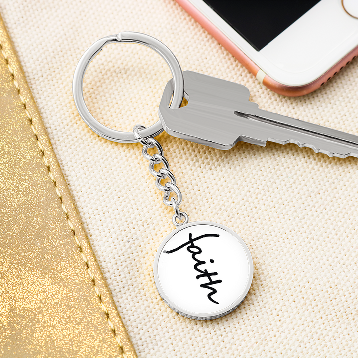 Faith (Black) – Graphic Circle Keychain – Gift for Her - Gift for Him