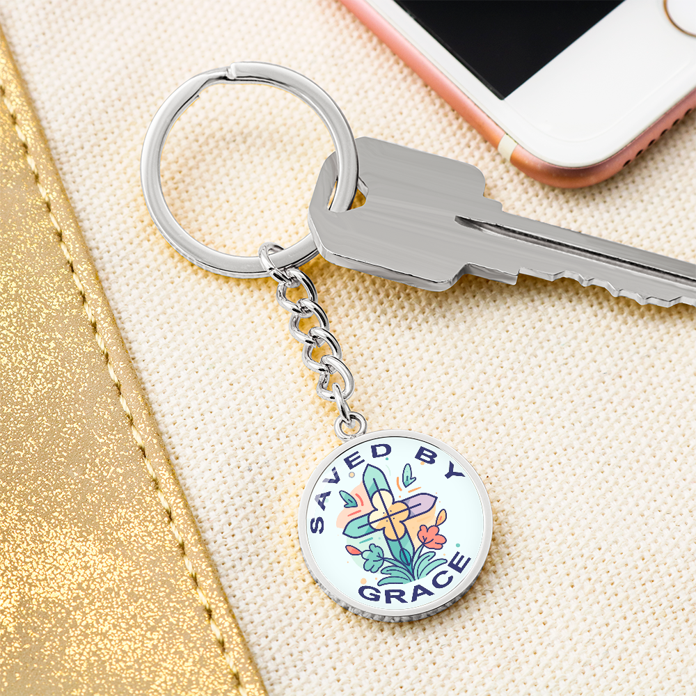 Saved By Grace Circle Keychain – Gift for Her