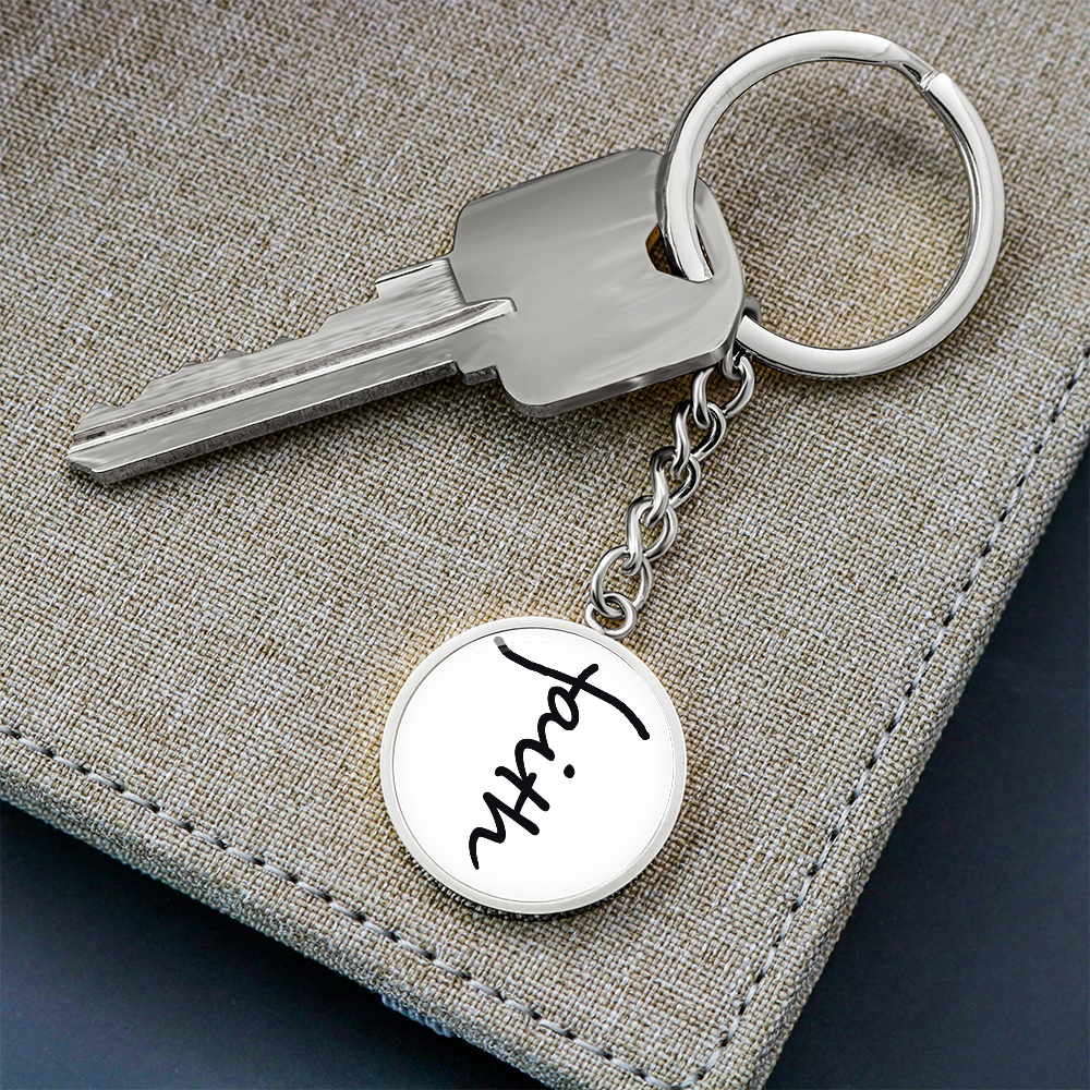 Faith (Black) – Graphic Circle Keychain – Gift for Her - Gift for Him