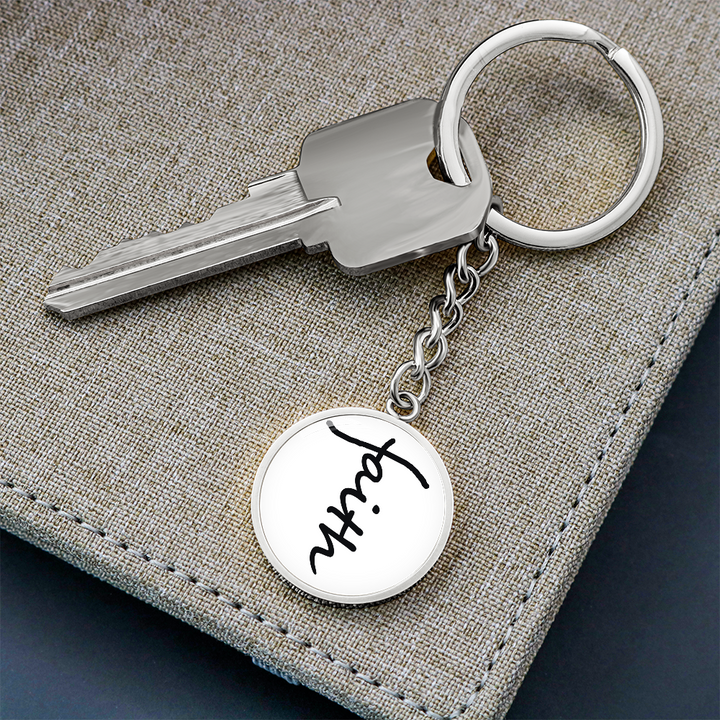 Faith (Black) – Graphic Circle Keychain – Gift for Her - Gift for Him